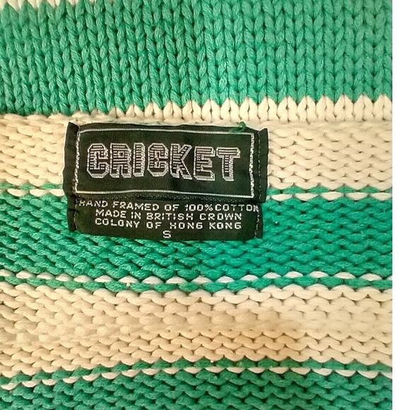 Rare VTG 1960s CRICKET Cable Knit Striped Sweater S Cream Green Orange Mod EUC - Picture 2 of 5